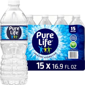 Pure Life Purified Bottled Water - 15 Pack, 16.9 Fl Oz