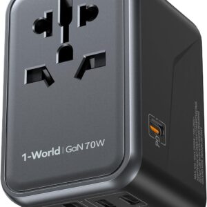 MOMAX 70W GaN Universal Travel Adapter, All-in-One Travel Charging